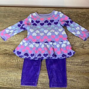 Jumping Beans Leggings Outfit Purple Hearts Sz 6M